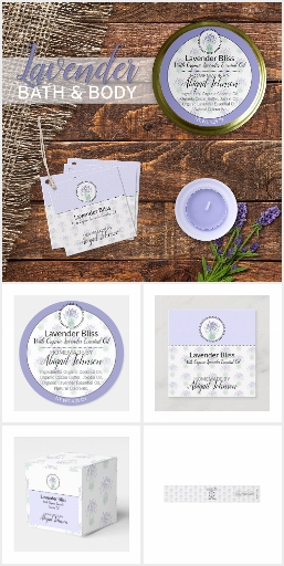 Homemade Bath + Body Packaging + Labels : Lavender