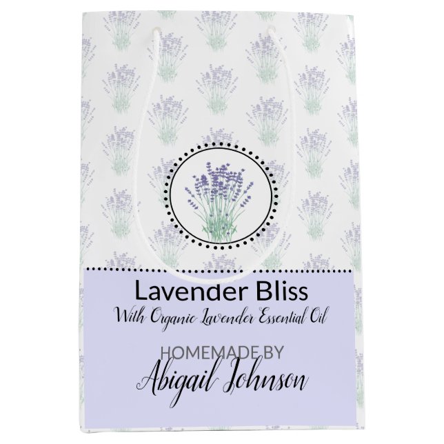 Homemade Bath & Body Packaging | Lavender Medium Gift Bag (Front)