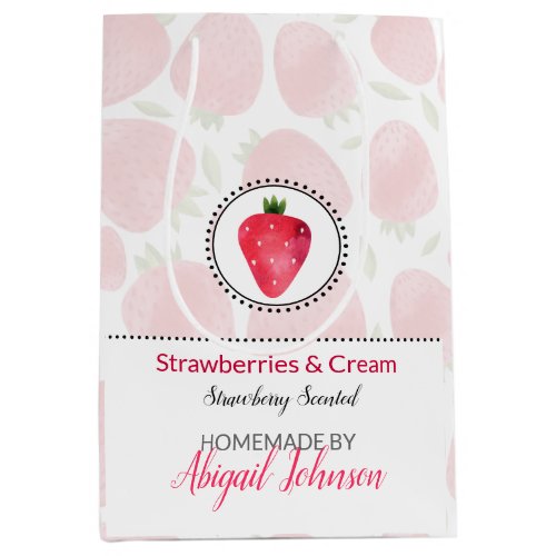 Homemade Bath  Body Packaging  Strawberry Medium Gift Bag