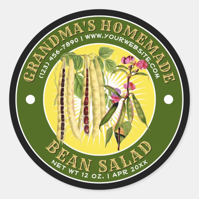 Homemade Bean Salad Label Template (Front)