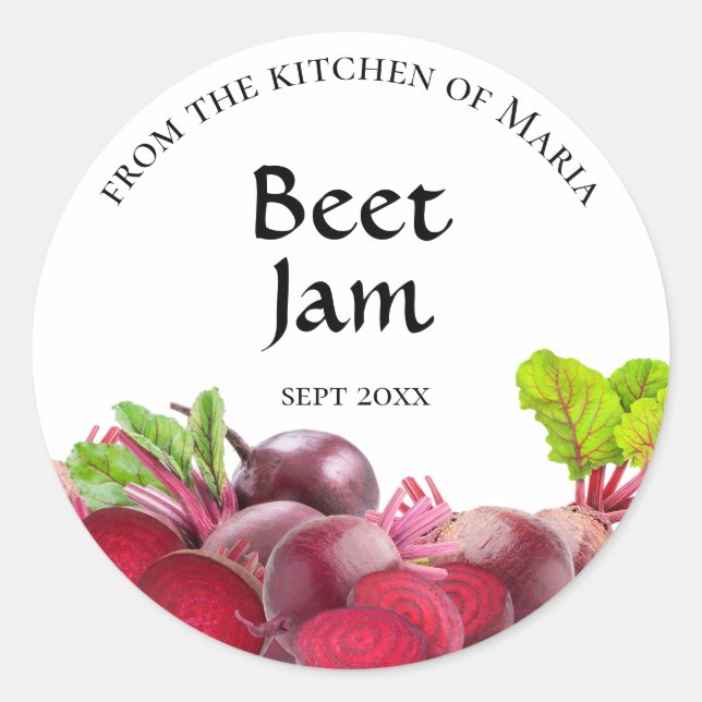 Homemade Beet Jam Food Label Canning Packaging (Front)