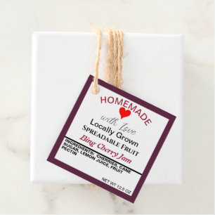 Homemade Bing Cherry Jam QR Code Backside Favor Tags
