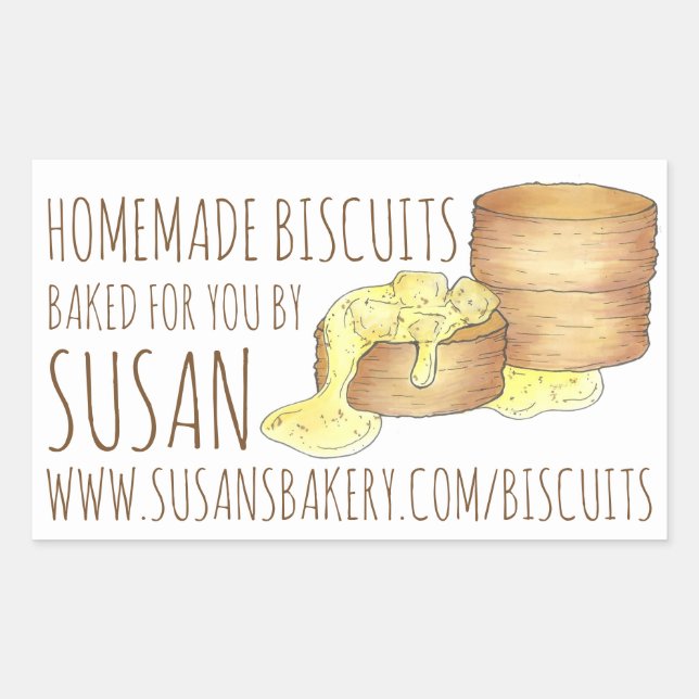 Homemade Biscuits Baked Made By Southern Cooking Rectangular Sticker (Front)