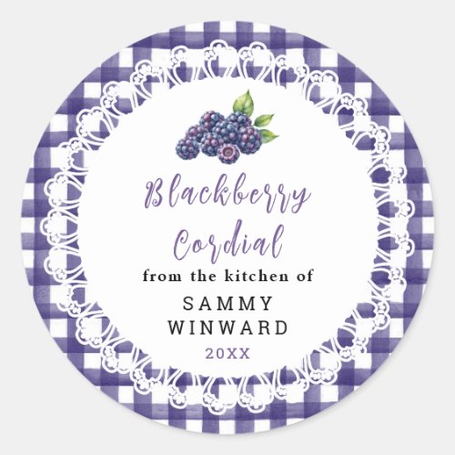 Homemade Blackberry Cordial Bottle Label