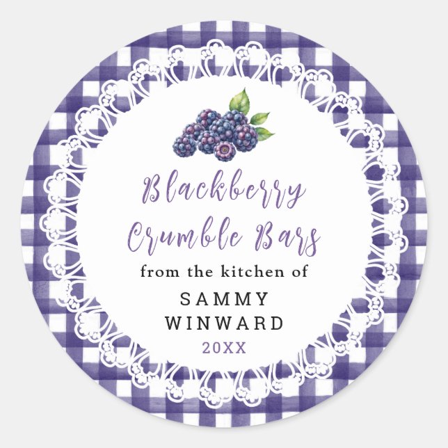 Homemade Blackberry Crumble Bar Label (Front)