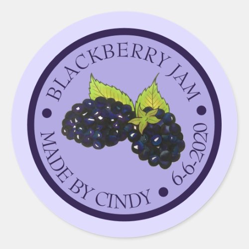 Homemade Blackberry Jam Jelly Preserves Canned By Classic Round Sticker