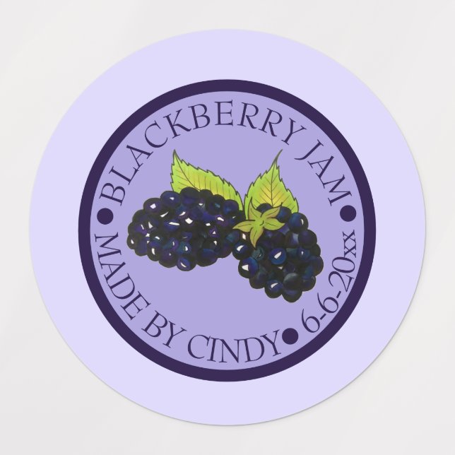 Homemade Blackberry Jam Jelly Preserves Canned By Labels (Design 1)