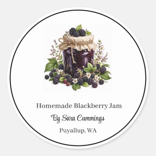 Homemade Blackberry Jam Stickers (Front)