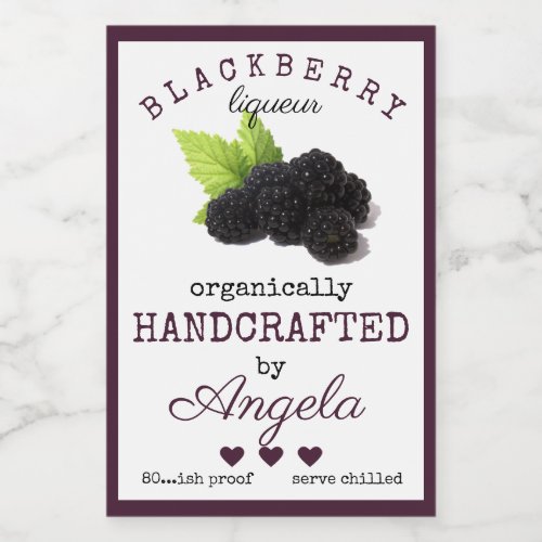 Homemade Blackberry Liqueur Bottle Label 