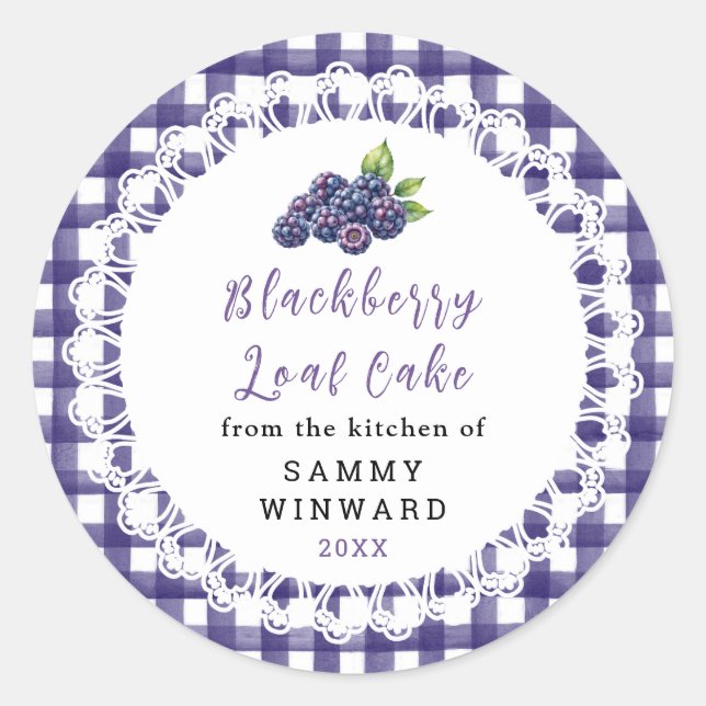 Homemade Blackberry Loaf Cake Label (Front)