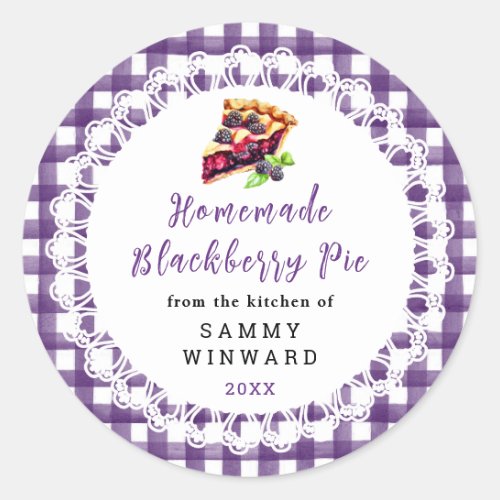 Homemade Blackberry Pie Food Label