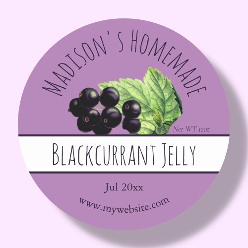 Homemade Blackcurrant Jelly Jar Labels