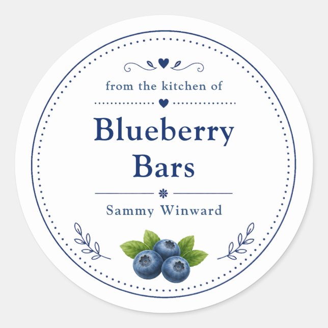 Homemade Blueberry Bars Label (Front)