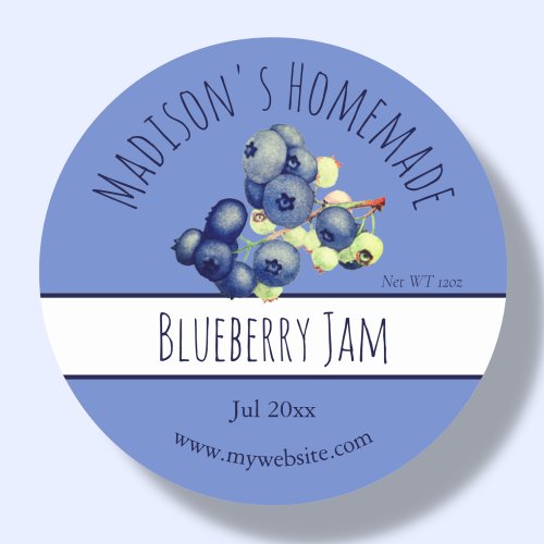 Homemade Blueberry Jam Jar Labels