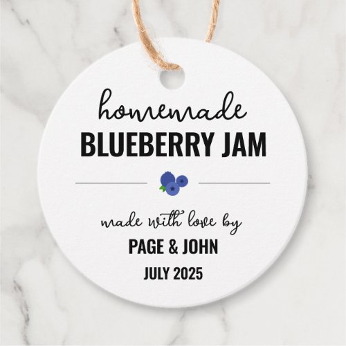 Homemade Blueberry Jam Jar Wedding Favor Tags