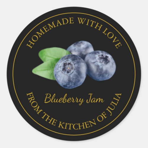 Homemade Blueberry Jam Label  Black