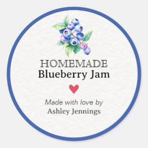 Homemade Blueberry Jam Label Custom Sticker