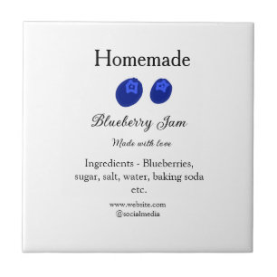 Homemade blueberry jam made with love add text ceramic tile