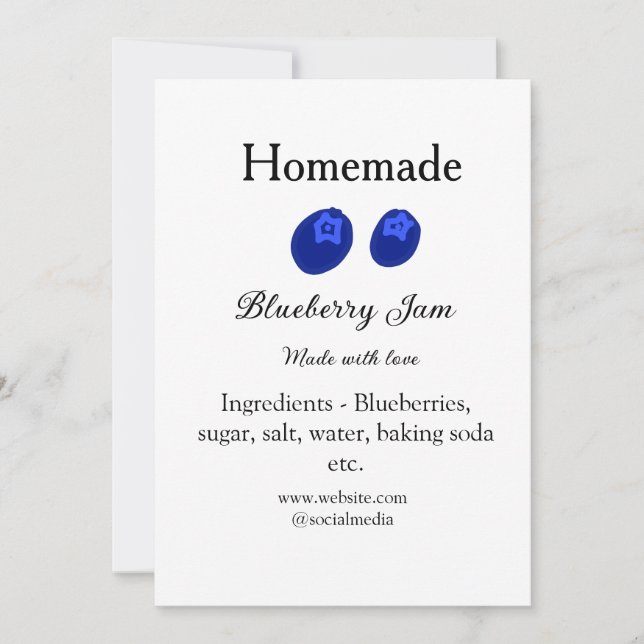 Homemade blueberry jam made with love add text invitation (Front)