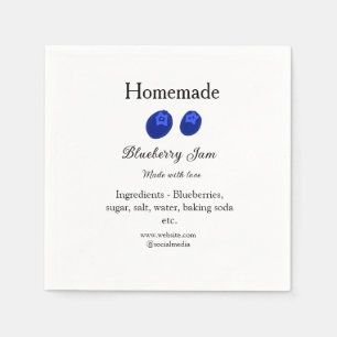 Homemade blueberry jam made with love add text napkins