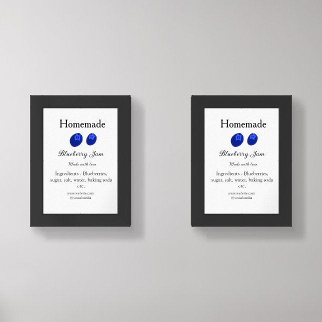 Homemade blueberry jam made with love add text wall art sets (Front)