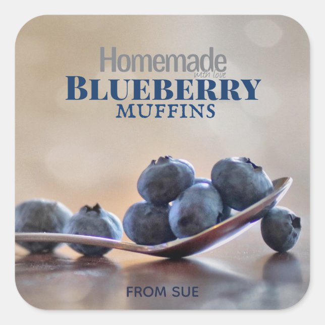 Homemade Blueberry Muffins with Love Stickers (Front)