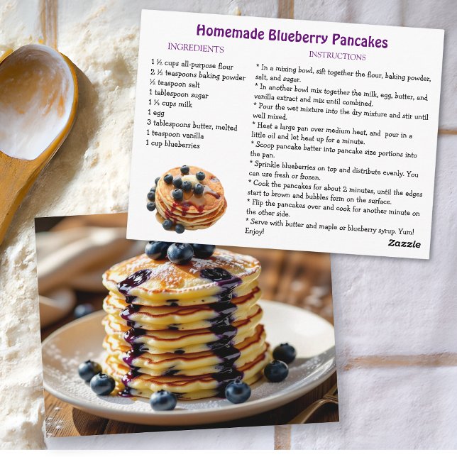 Homemade Blueberry Pancakes Recipe Card (Creator Uploaded)