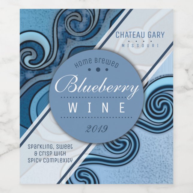 Homemade blueberry wine cider personalized label (Single Label)