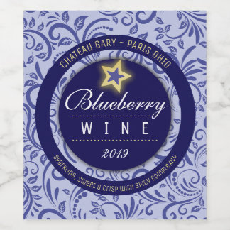 Homemade blueberry wine cider personalized label