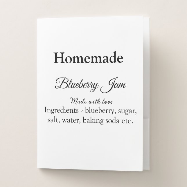 Homemade blueberry y jam made with love add text pocket folder (Front)