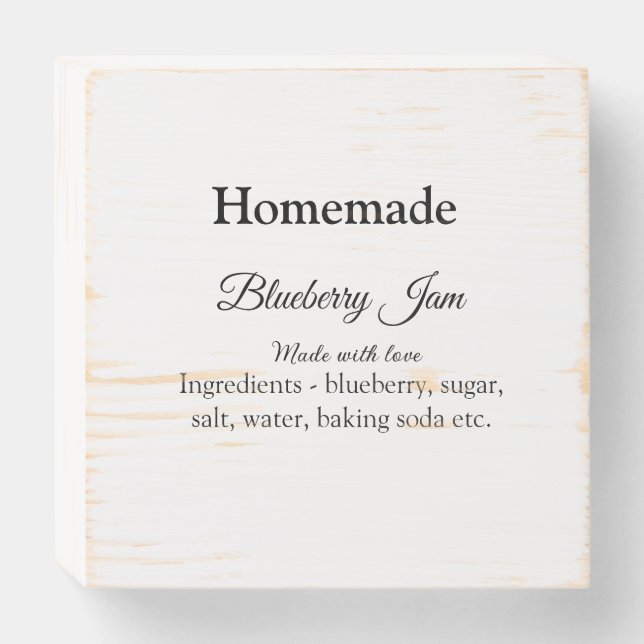 Homemade blueberry y jam made with love add text wooden box sign (Front Horizontal)