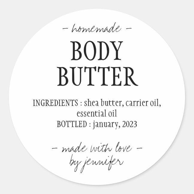 Homemade Body Butter Classic Round Sticker