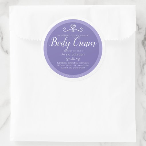 Homemade body cream ingredients blue white label Zazzle
