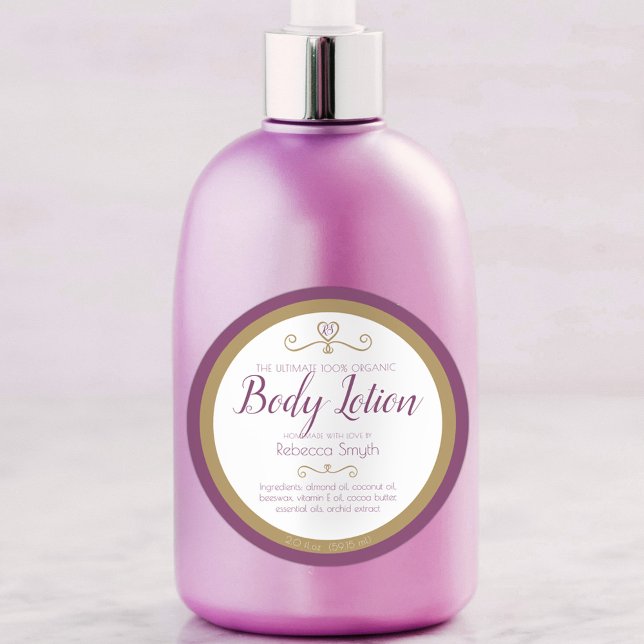 Homemade body lotion ingredients purple gold label (Creator Uploaded)