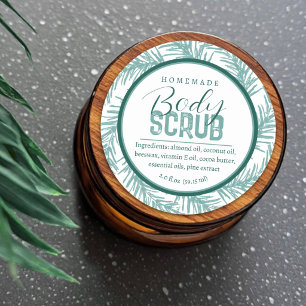 Homemade body scrub ingredients blue green pine classic round sticker