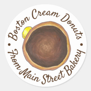 Homemade Boston Cream Donut Doughnut Bakery Baked Classic Round Sticker