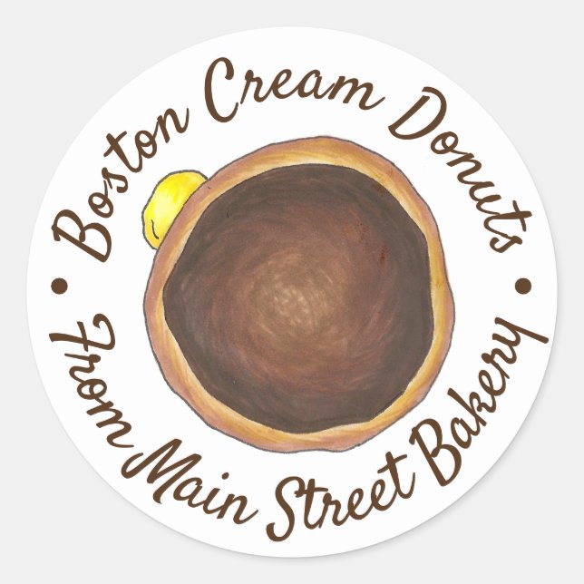 Homemade Boston Cream Donut Doughnut Bakery Baked Classic Round Sticker (Front)