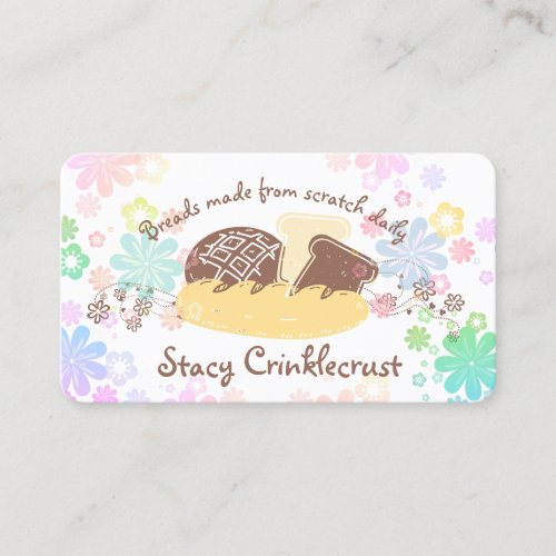 Homemade bread baking bakery cute flowers business card