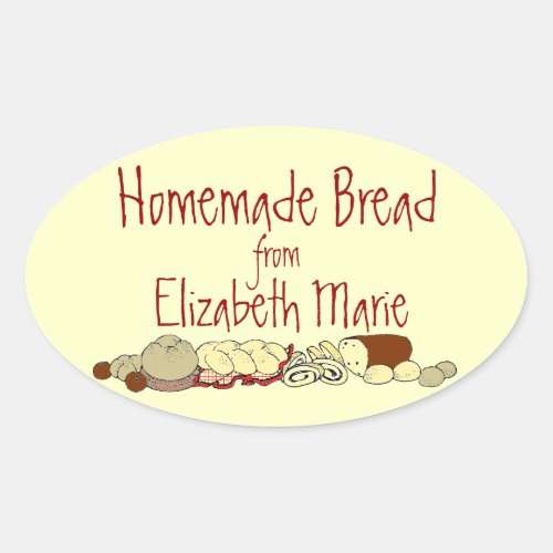Homemade Bread Personalize It Oval Sticker