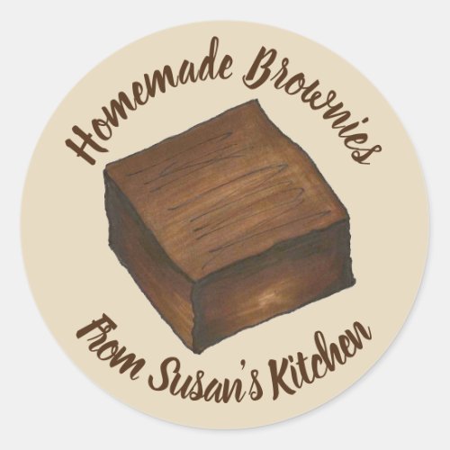 Homemade Brownies Personalized Baked By Kitchen Classic Round Sticker