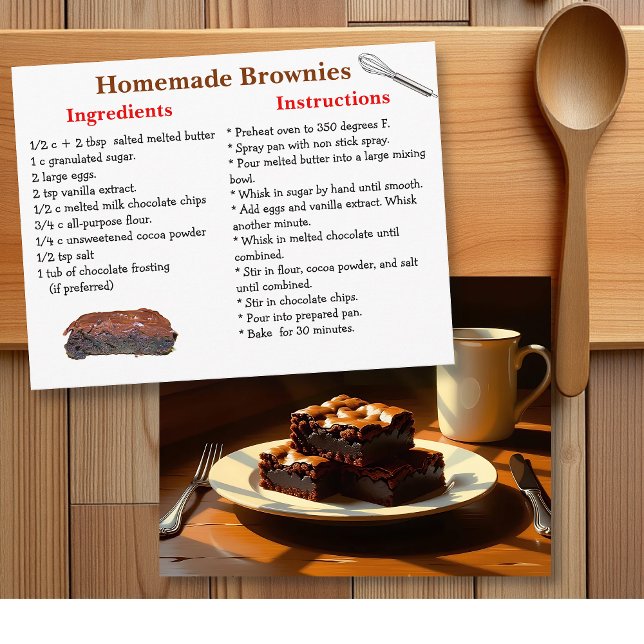 Homemade Brownies Recipe Postcard (Creator Uploaded)