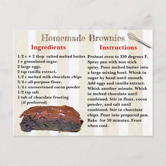 Homemade Brownies Recipe Postcard (Front)
