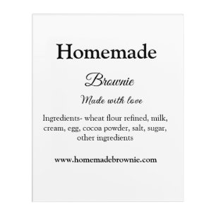 Homemade brwonie made with love add text website acrylic print