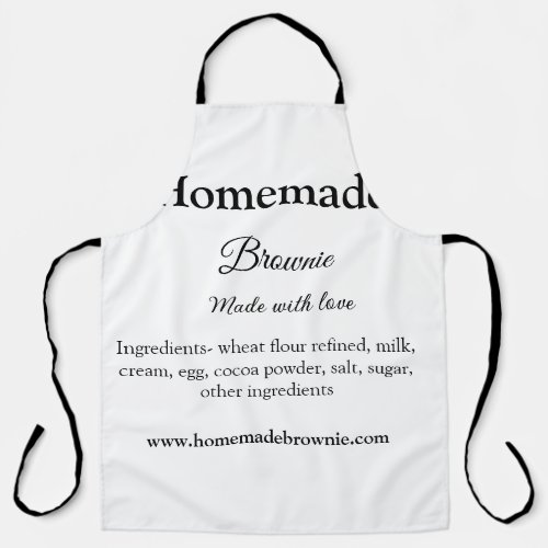 Homemade brwonie made with love add text website apron