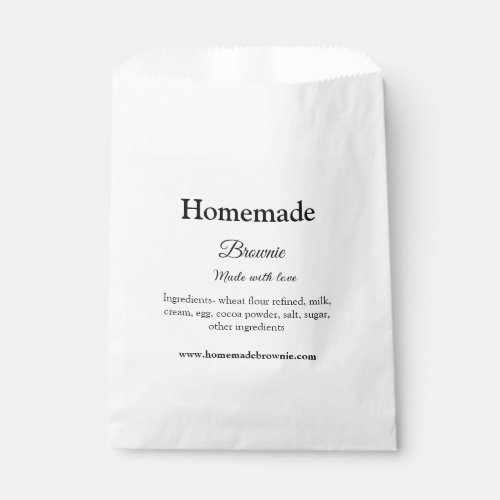 Homemade brwonie made with love add text website favor bag