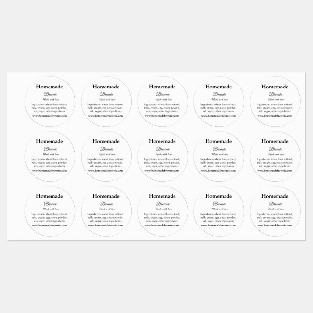 Homemade brwonie made with love add text website labels (Sheet)