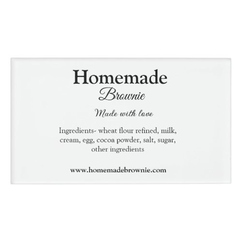 Homemade brwonie made with love add text website name tag