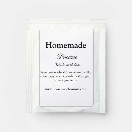 Homemade brwonie made with love add text website tea bag drink mix