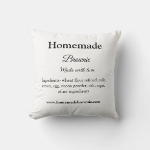 Homemade brwonie made with love add text website throw pillow