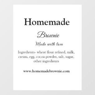 Homemade brwonie made with love add text website wall decal